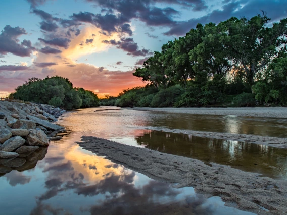 Ernie Schloss photo showing a sunset scene after a monsoon rain