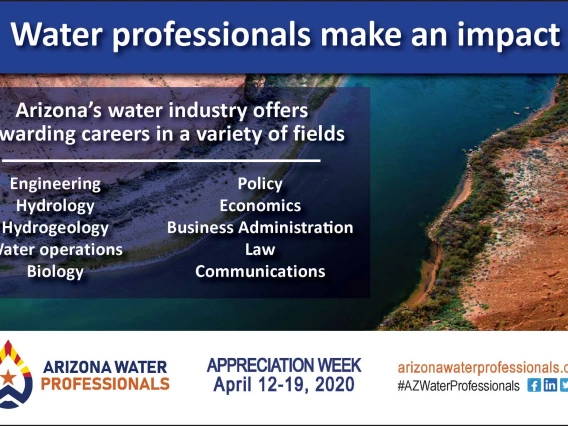 AZ Water Professionals 2020 Graphic with a list of water careers