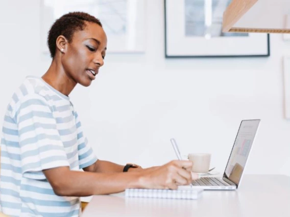 a woman typing