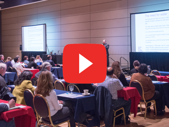 conference crowd with youtube icon overalyed