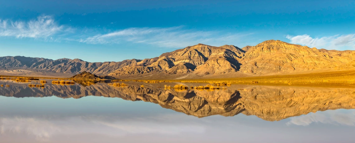 Mountains reflecting in lake