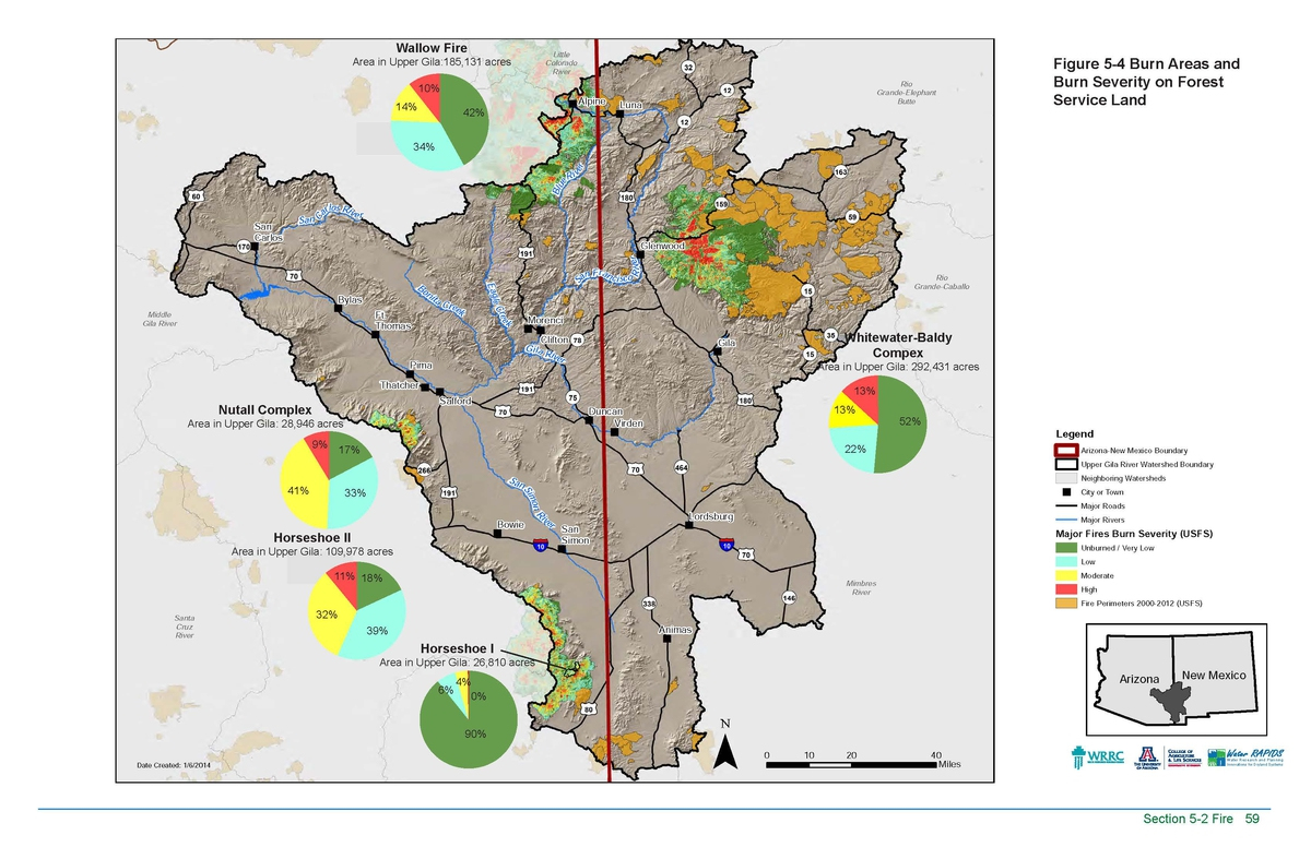 Map showing burn areas and burn severity on Forest Service Land