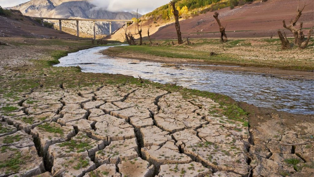 photo showing river and cracked earth