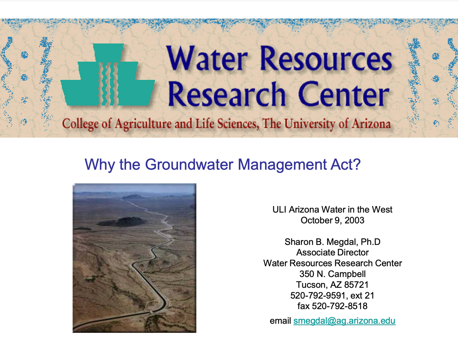 Why the Groundwater Management Act? | Water Resources Research Center ...