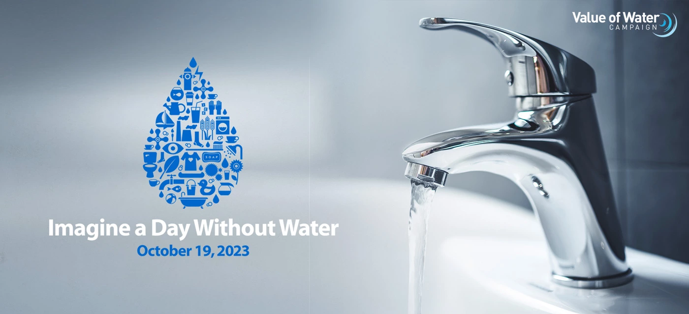 day without water 2023 graphic showing faucet and DWW logo