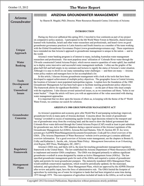 Arizona Groundwater Management cover