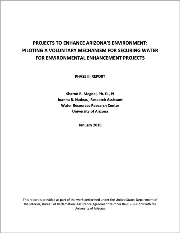 Projects to Enhance Arizona's Environment cover page