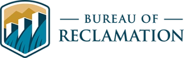 Bureau of Reclamation logo featuring a graphic of a dam and mountain