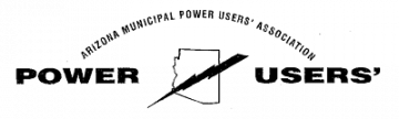 Arizona Municipal Powers Users' Association logo - az silhouette with lightning bolt cutting it in half at a diagonal