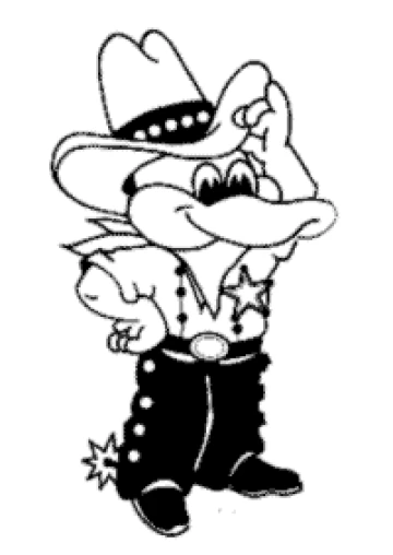 Pete the Beak dressed like a sheriff