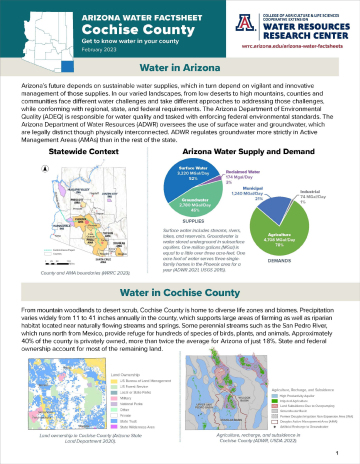 Cochise County Water Factsheet Image